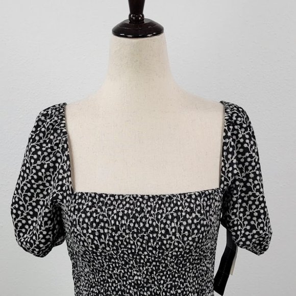 FRENCH CONNECTION elao verona crepe midi smock dress black Sz 0 - Picture 2 of 8